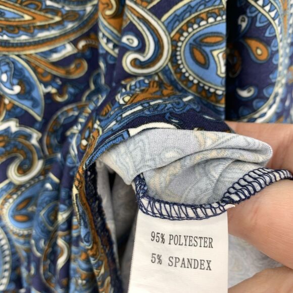 Boho Peasant Hippie Tunic Top Paisley Colorful 3/4 Roll Tab Sleeve Stretch - Picture 5 of 8